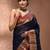 Navy blue tant pure cotton saree with zari border