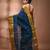 Sapphire blue tant pure cotton saree with rich golden zari border & pallu