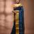 Sapphire blue tant pure cotton saree with rich golden zari border & pallu
