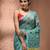 Sea green silk cotton handwoven soft jamdani saree