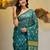 Teal silk cotton handwoven soft jamdani saree