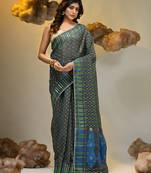Grey silk cotton handwoven soft jamdani saree