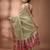 Pidtachio green silk cotton handwoven soft jamdani saree