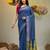 Sapphire blue silk cotton handwoven soft jamdani saree