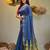 Sapphire blue silk cotton handwoven soft jamdani saree