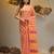Peach silk cotton handwoven soft jamdani saree