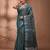 Teal tissue handwoven saree with zari woven temple borders