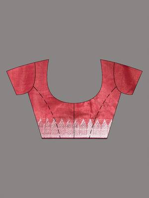 Pink tissue handwoven saree with zari woven temple borders 4