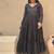 Festive black striped anarkali suit with dupatta and pant set