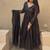 Festive black striped anarkali suit with dupatta and pant set
