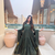 Festive green striped anarkali suit with dupatta and pant set