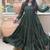 Festive green striped anarkali suit with dupatta and pant set