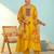 Women's mustard viscose embroidered a-line kurta set with dupatta and pant