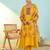Women's mustard viscose embroidered a-line kurta set with dupatta and pant