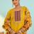 Women's mustard viscose embroidered a-line kurta set with dupatta and pant