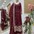 Maroon  designer embroidered top plazzo dupatta set for party and wedding