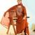 Women's rust viscose embroidered a-line kurta set with dupatta and pant