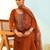 Women's rust viscose embroidered a-line kurta set with dupatta and pant
