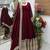 Maroon designer fendy cruse  party wear gown pant  and dupatta set