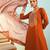 Women's rust viscose embroidered a-line kurta set with dupatta and pant