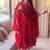 Festive red striped anarkali suit with dupatta and pant set
