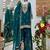 Blue designer embroidered georgette party wear sharara suit and dupatta set