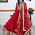 Red designer embroidered georgette party wear gown and dupatta set