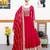 Red designer embroidered georgette party wear gown and dupatta set