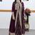 Wine designer embroidered georgette party wear gown and dupatta set