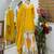 Yellow designer embroidered silk blend party wear sharara suit and dupatta set