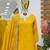Yellow designer embroidered silk blend party wear sharara suit and dupatta set