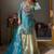 Blue designer embroidered silk blend party wear sharara suit and dupatta set
