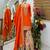 Orange designer embroidered silk blend party wear sharara suit and dupatta set