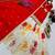 Red designer embroidered silk blend party wear sharara suit and dupatta set