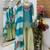 Blue designer embroidered silk blend party wear sharara suit and dupatta set