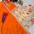 Orange designer embroidered silk blend party wear sharara suit and dupatta set