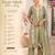 Women's olive green cotton embroidered straight kurta set with dupatta and pant