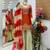 Orange designer embroidered silk blend party wear sharara suit and dupatta set