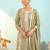Women's olive green cotton embroidered straight kurta set with dupatta and pant