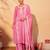 Women's pink cotton embroidered straight kurta set with dupatta and pant