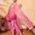 Women's pink cotton embroidered straight kurta set with dupatta and pant