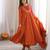 Premium orange heavy neck embroidery anarkali suit set with dupatta & pant
