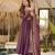 Women's wine silk blend embroidered flared kurta set with dupatta and palazzo