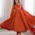 Premium orange heavy neck embroidery anarkali suit set with dupatta & pant