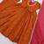 Premium orange heavy neck embroidery anarkali suit set with dupatta & pant