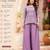 Women's lavender chinon embroidered kurti set with dupatta and palazzo