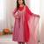 Premium pink heavy neck embroidery anarkali suit set with dupatta & pant