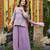Women's lavender chinon embroidered kurti set with dupatta and palazzo
