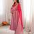 Premium pink heavy neck embroidery anarkali suit set with dupatta & pant