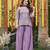 Women's lavender chinon embroidered kurti set with dupatta and palazzo